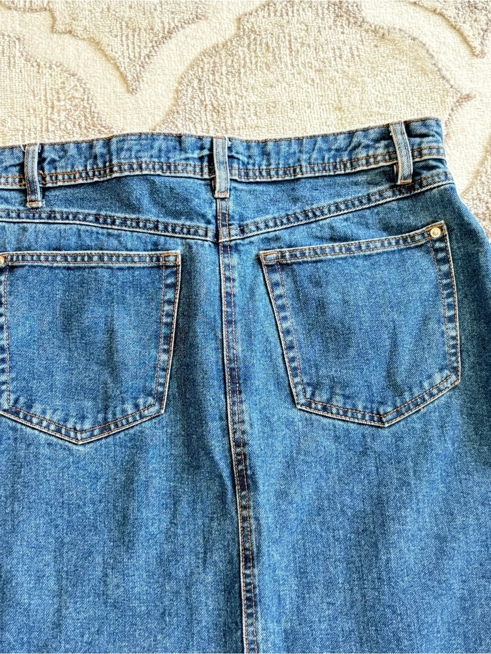 Lefties Vintage Denim  Maxi Stretch High-Waisted Front Slit A-Line Jean Skirt - Picture 9 of 11